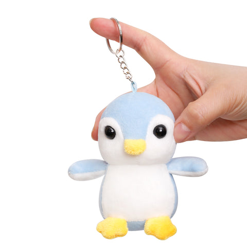 Image of Anboor 2pcs Small Stuffed Animals 4.3 Inch Penguin Plush Animal Toy with keychain Award Goodie Bag Fillers Animal Themed Party Favors Kindergarten Classroom Presents for Students (blue, pink)