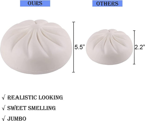 Image of Anboor 5.5 Inches Jumbo Slow Rising Kawaii Sweet Scented Steamed Creamy Custard Bun Squishies,White 1 Pcs