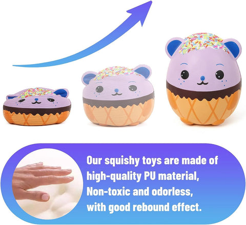 Image of Anboor 5.5" Squishies Jumbo Panda Egg Creamy Candy Ice Cream Slow Rising Scented Kawaii Squishies Animal Toy for Collection Stress Relief Kid's Toys (Purple)