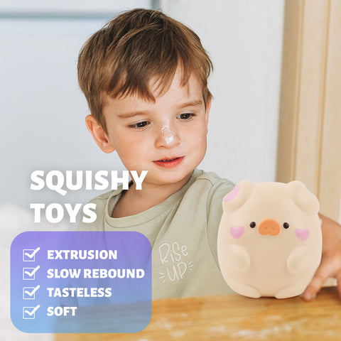 Image of Anboor 4.3" Squishies Toy Shy Pig Kawaii Soft Squishies Animals Toy Slow Rised Squeeze Piggy Squish Stress Relief for Kid Adult Toys