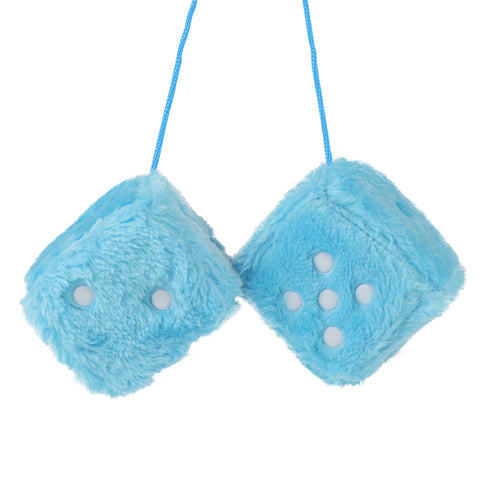Image of 3.9" Dice Plushies Retro 2 pcs Square Mirror Fuzzy Plush Dice with Dots Car Interior Hanging Ornament Decoration(Pink)