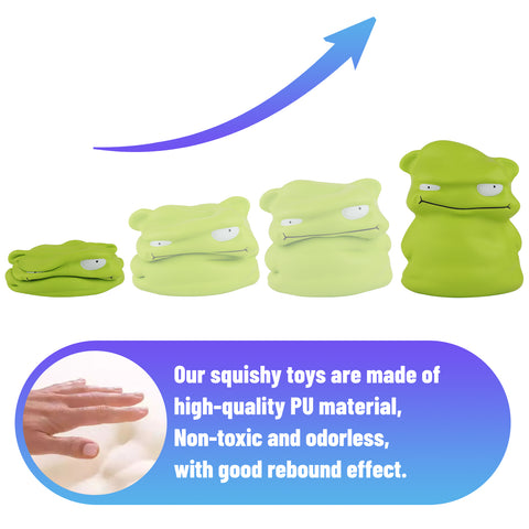 Image of Anboor 4.7inches Squishies Toy Green Small Monster Squishy Animals,Slow Rising Funny Squeeze Stress Toy Ball for Kids,Halloween Special Birthday Gift Squishys Collection Party Decor