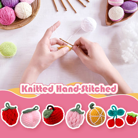 Image of Anboor 7 PCS Cute Crochet Fruits,3 Inch Crochet Things Soft Knitting Toy for Fruit Party Decoration Crochet Charm Knitted Toy