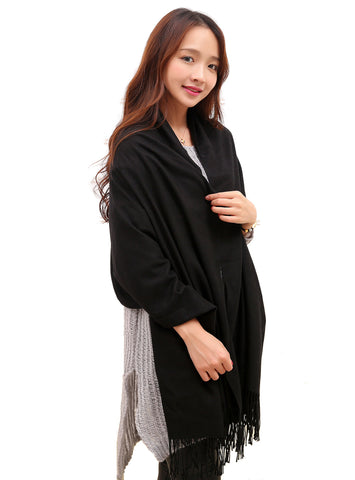 Image of Cashmere Feel Blanket Scarf Super Soft Shawl Black - Anboor
