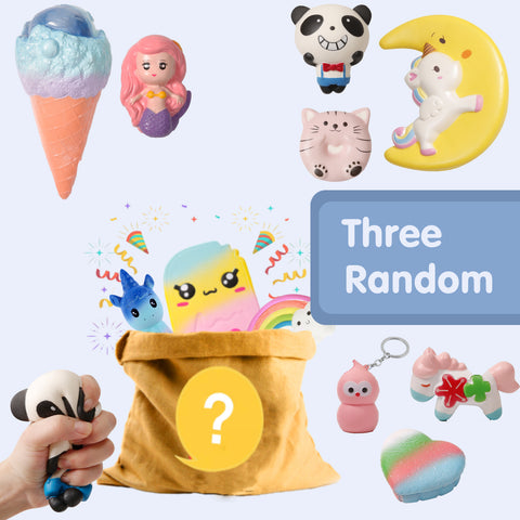 Image of Anboor Squishy Toys Set,3 Random Squishies Blind Box Kawaii Slow Rising Party Gift for Kids Adults Relieve Stress Squeeze Toy