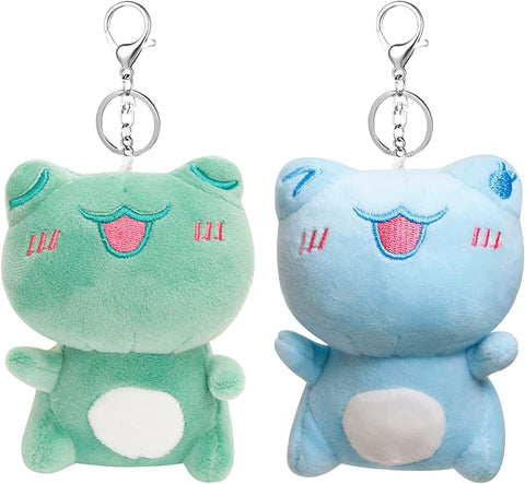 Image of Anboor 2 Pack Small Stuffed Animals 4.3 Inch Frog Plush Animal Toy with Keychain Award Goodie Bag Fillers Animal Themed Party Favors Kindergarten Classroom Gifts for Students