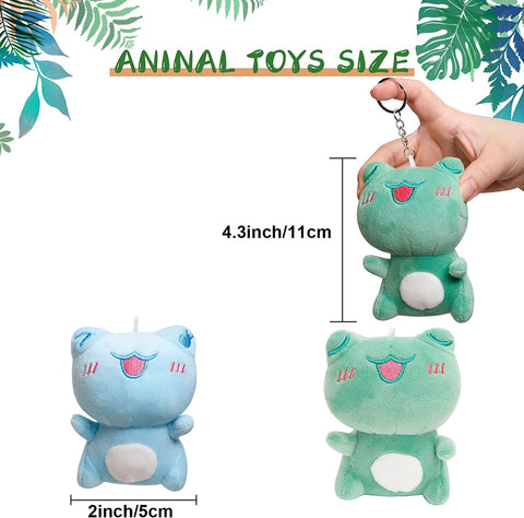 Image of Anboor 2 Pack Small Stuffed Animals 4.3 Inch Frog Plush Animal Toy with Keychain Award Goodie Bag Fillers Animal Themed Party Favors Kindergarten Classroom Gifts for Students