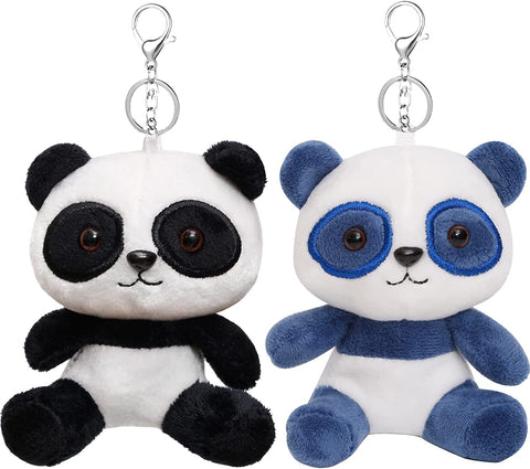 Image of Anboor Small Stuffed Animals 4 Inch Panda Plush Animal Toy with Keychain Award Goodie Bag Fillers Animal Themed Party Favors Kindergarten Classroom Gifts for Students - Anboor