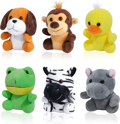 Image of Anboor 5pcs Small Stuffed Animals—Jungle Animal Plush Set 4.8 Inch Cute Safari Stuffed Animals with Keychain for Animal Themed Party Favors (Sitting) - Anboor