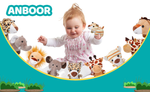 Image of Anboor 10pcs Small Stuffed Animals—Jungle Animal Plush Set 4.8 Inch Cute Safari Stuffed Animals with Keychain for Animal Themed Party Favors (Sitting,Lying)