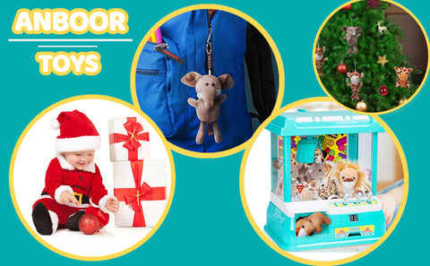 Image of Anboor 10pcs Small Stuffed Animals—Jungle Animal Plush Set 4.8 Inch Cute Safari Stuffed Animals with Keychain for Animal Themed Party Favors (Sitting,Lying)