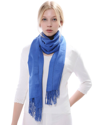 Image of Cashmere Feel Blanket Scarf Super Soft Shawl Blue - Anboor