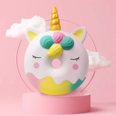 Image of Anboor 13 Inches Squishies Jumbo Unicorn Donut Kawaii Soft Slow Rising Scented Giant Doughnut Squishies Stress Relief Kid Toys (White)