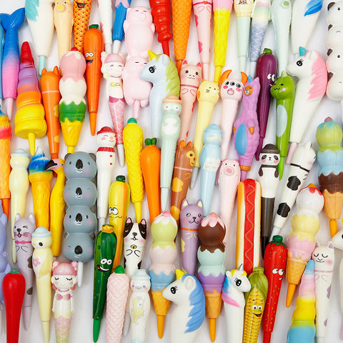 Image of Anboor Squishy Set Toy,5pcs Random Squishies Grip Pens Relief Classroom Stressm,Squeeze Topper Pen Holder for Student Kid Teen Gift