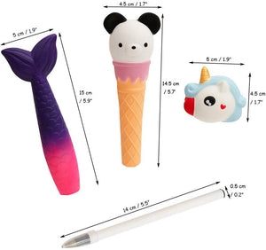 Anboor Squishy Set Toy,5pcs Random Squishies Grip Pens Relief Classroom Stressm,Squeeze Topper Pen Holder for Student Kid Teen Gift
