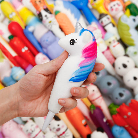 Image of Anboor Squishy Set Toy,5pcs Random Squishies Grip Pens Relief Classroom Stressm,Squeeze Topper Pen Holder for Student Kid Teen Gift