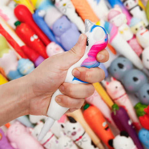 Image of Anboor Squishy Set Toy,5pcs Random Squishies Grip Pens Relief Classroom Stressm,Squeeze Topper Pen Holder for Student Kid Teen Gift