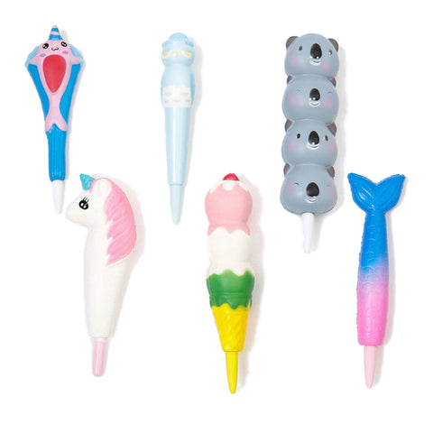 Image of Anboor Squishy Set Toy,5pcs Random Squishies Grip Pens Relief Classroom Stressm,Squeeze Topper Pen Holder for Student Kid Teen Gift