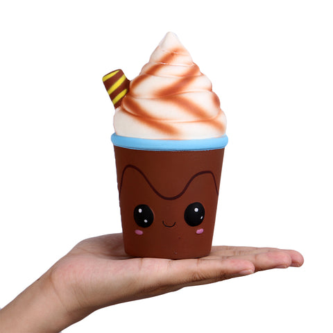 Image of Slow Rising Squishy 4 Pcs Emoji Smore Waffle Cake Pizza Coffee Cup - Anboor