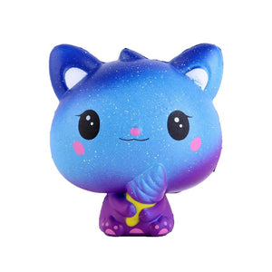 Anboor 3.9 Inches Squishies Cat Galaxy Ice Cream Kawaii Soft Slow Rising Scented Animal Squishies Stress Relief Kid Toys Gift Collection Blue