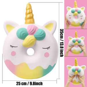 Anboor 13 Inches Squishies Jumbo Unicorn Donut Kawaii Soft Slow Rising Scented Giant Doughnut Squishies Stress Relief Kid Toys (White)