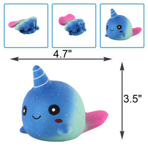 Anboor 4.7 Inches Squishies Baby Whale Narwhal Slow Rising Kawaii Scented Soft Animal Squishies Toys