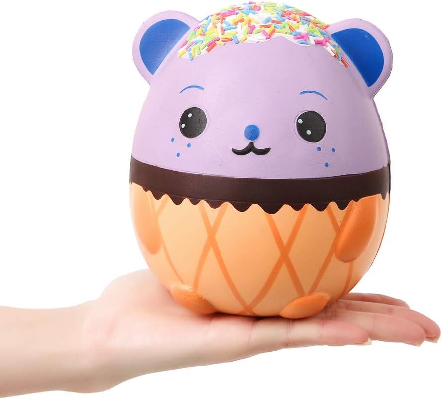 Anboor 5.5" Squishies Jumbo Panda Egg Creamy Candy Ice Cream Slow Rising Scented Kawaii Squishies Animal Toy for Collection Stress Relief Kid's Toys (Purple)