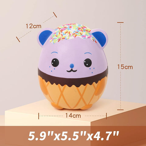 Image of Anboor 5.5" Squishies Jumbo Panda Egg Creamy Candy Ice Cream Slow Rising Scented Kawaii Squishies Animal Toy for Collection Stress Relief Kid's Toys (Purple)