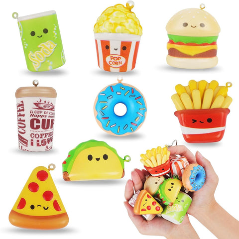 Anboor 8pcs Mini Squishies Food Toys, Kawaii Scented Soft Slow-Rise Simulation Food Squishies, Mini Fidget Toys Party Favors, Goodie Bag Fillers for Boys Girls