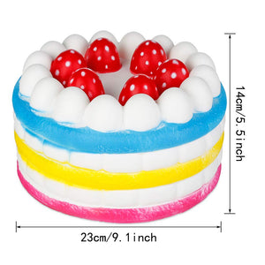 Anboor 9.1 Inches Squishies Jumbo Strawberry Cake Scented Slow Rising Kawaii Colorful Giant Food Squishies Decorative Props