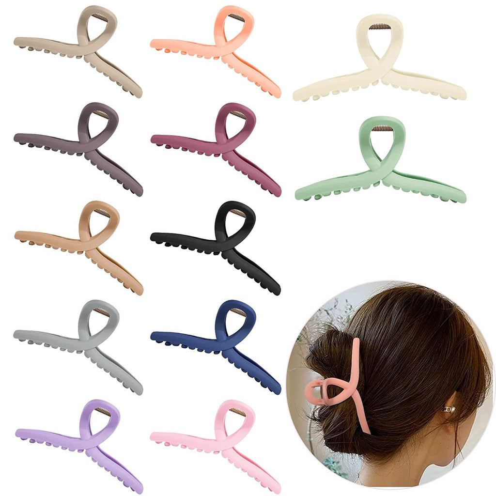 Hair Clips Claw 12 Colors Hair Jaw Clamp 4.3" Strong Holder Matte Large Thin and Thick Hair Styling Accessories for Women Girl Xmas New Year Gift