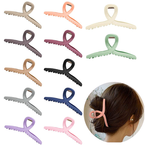 Image of Hair Clips Claw 12 Colors Hair Jaw Clamp 4.3" Strong Holder Matte Large Thin and Thick Hair Styling Accessories for Women Girl Xmas New Year Gift