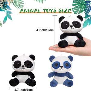 Anboor Small Stuffed Animals 4 Inch Panda Plush Animal Toy with Keychain Award Goodie Bag Fillers Animal Themed Party Favors Kindergarten Classroom Gifts for Students
