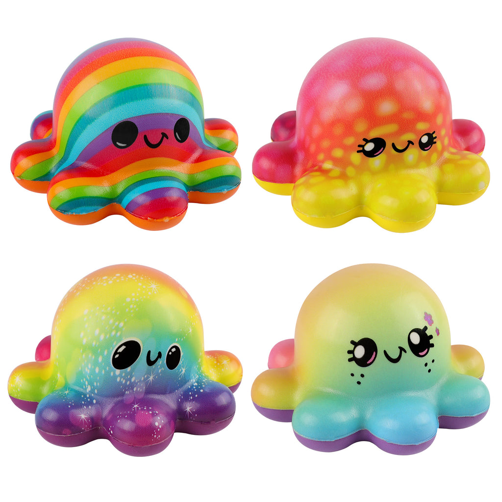 Anboor 4Pcs Squishy Octopus 4.7 inches Kawaii Soft Slow Rising Cute Animals Jumbo Squishies Toys for Boys Girls Halloween Christmas and Party Favors Gift Collection Stocking Stuffers