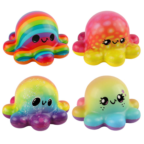 Image of Anboor 4Pcs Squishy Octopus 4.7 inches Kawaii Soft Slow Rising Cute Animals Jumbo Squishies Toys for Boys Girls Halloween Christmas and Party Favors Gift Collection Stocking Stuffers
