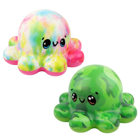 Image of Anboor 2Pcs Squishy Octopus 4.7 inches Kawaii Soft Slow Rising Cute Animals Squishies Toys for Boys Girls Christmas Halloween and Party Favors Gift Collection (Green + Colorful)