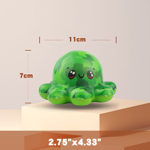Anboor 2Pcs Squishy Octopus 4.7 inches Kawaii Soft Slow Rising Cute Animals Squishies Toys for Boys Girls Christmas Halloween and Party Favors Gift Collection (Green + Colorful)