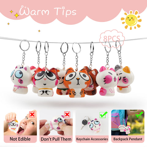 Anboor 8Pcs Squishy Toys, Fidget Toy Pack Cat Slow Rising Squishies Keychain for Backpack Mini Kawaii Animals Squeeze Toys for Boys Girls Classroom Prizes and Party Favors Easter Gift