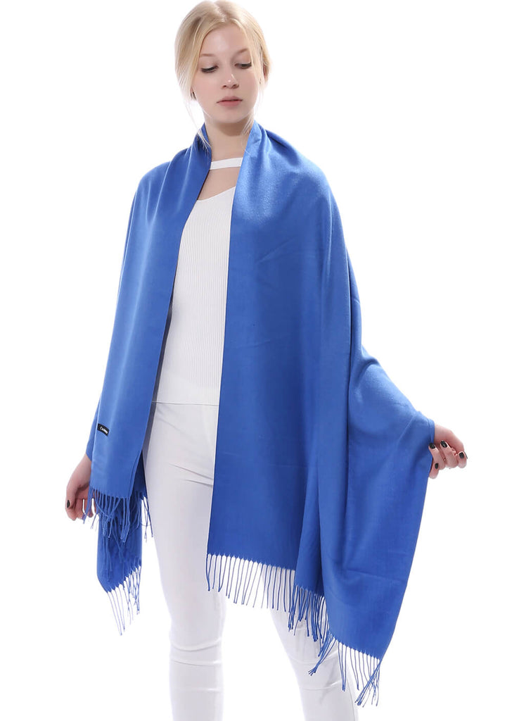 Cashmere Feel Blanket Scarf Super Soft Shawl Blue - Anboor