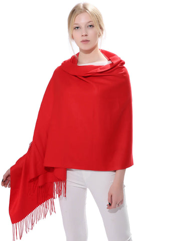 Cashmere Feel Blanket Scarf Super Soft Shawl Red - Anboor