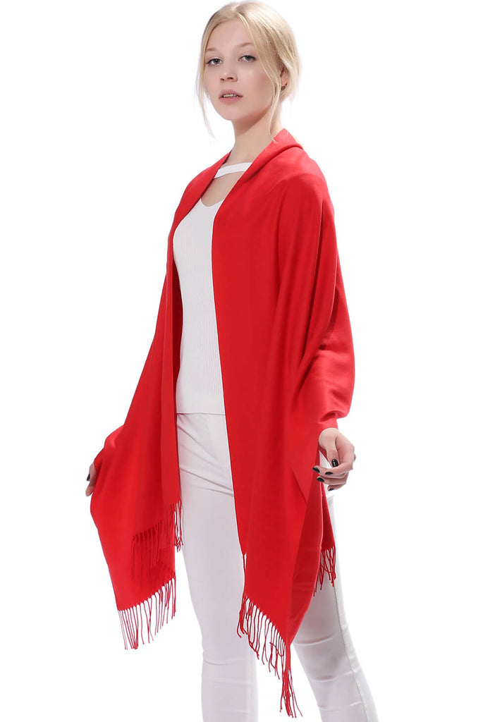 Cashmere Feel Blanket Scarf Super Soft Shawl Red - Anboor