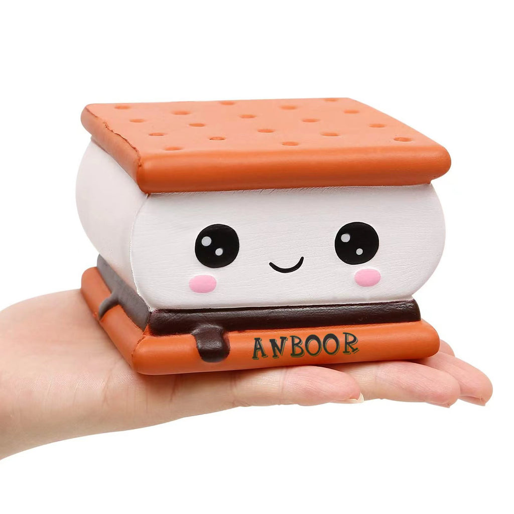 Anboor Squishies Smores Cake Chocolate Sandwich Biscuit Cookies Pizza Kawaii Soft Slow Rising Scented Food Bread Squishies Stress Relief Kid Toys