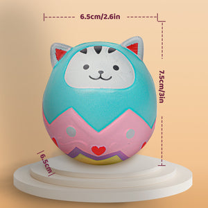 Anboor 2Pcs Easter Jumbo Squishies Toys, Cat Squishies Egg Ball Anti Stress Anxiety Fidget Toy Kawaii Scented Soft Slow Rising Animals Squeeze Stress Relief Easter Basket Stuffers Kids Toy Gift