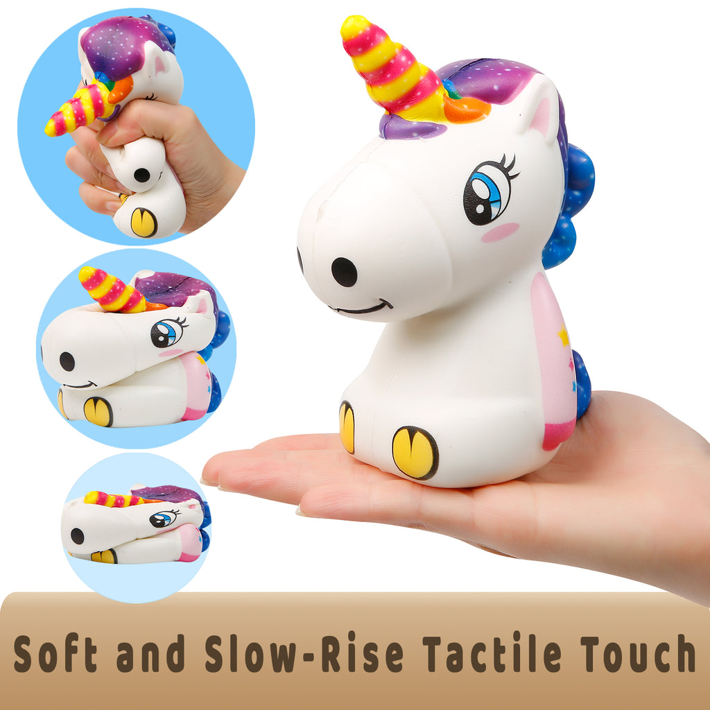Anboor Squishies Unicorn Toy Kawaii Squeeze Horse Toy Scented Soft Slow Rising Stress Relief Kids Toy Xmas Gift,1pcs Random Colors