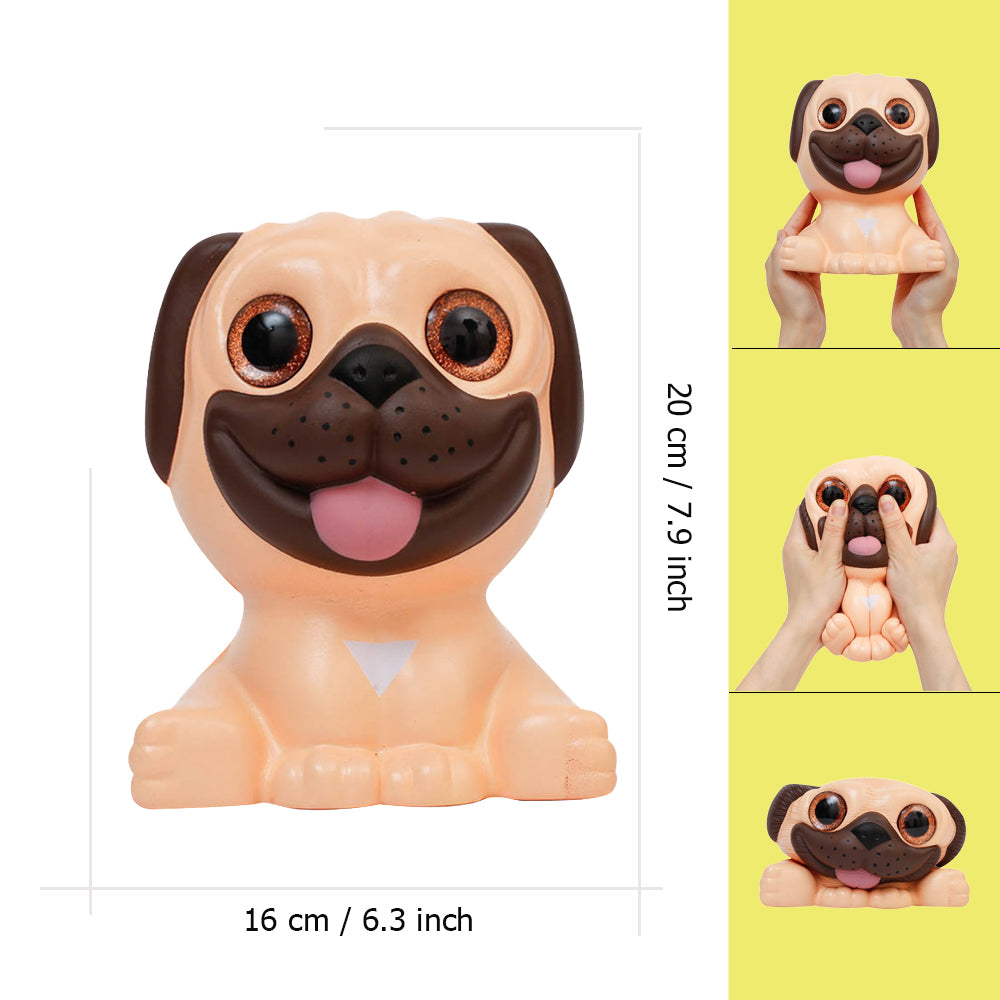Anboor 7.9 Inches Dog Squishies Jumbo Kawaii Soft Slow Rising Scented Animal Big Eyes Squishies Pug Stress Relief Kids Toys Decorative Props