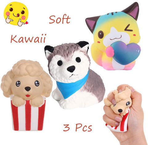 Image of Slow Rising Squishy 3 Pcs Squishies Dog Cat - Anboor