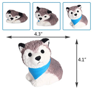 Anboor 4.3 Inches Squishies Dog Husky Kawaii Soft Slow Rising Scented Puppy Animal Squishies Stress Relief Kid Toys Gift Decoration Props,1 Pcs Color Random （1pcs）