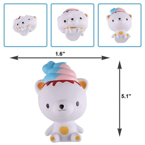 Anboor 5.1 Inches Jumbo Slow Rising Squishies Ice Cream Poop Yummy Bear Kawaii Scented Squishies Animal Toy for Collection 1 Pcs Color Random