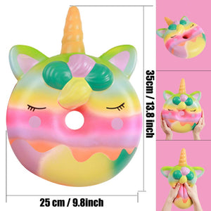Anboor 13 Inches Squishies Jumbo Unicorn Donut Kawaii Soft Slow Rising Scented Giant Doughnut Squishies Stress Relief Kid Toys (Colorful)
