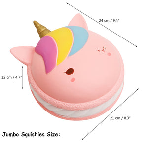Anboor 8.3 Inches Squishies Jumbo Unicorn Macaron Kawaii Slow Rising Scented Pink Giant Squishies Kids Toy Gift Collection
